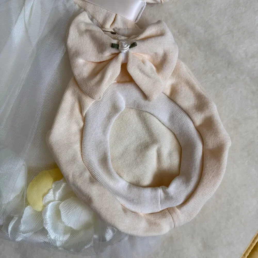 Vintage 90's 3-Piece Bloomers Set Girls 6M Flowers White Cream Orange Bows Hat